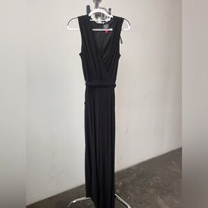 Vince Camuto wide leg, deep V, belted jumpsuit with pockets